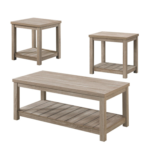 Bairn 3-piece Occasional Set with Open Shelves Greige