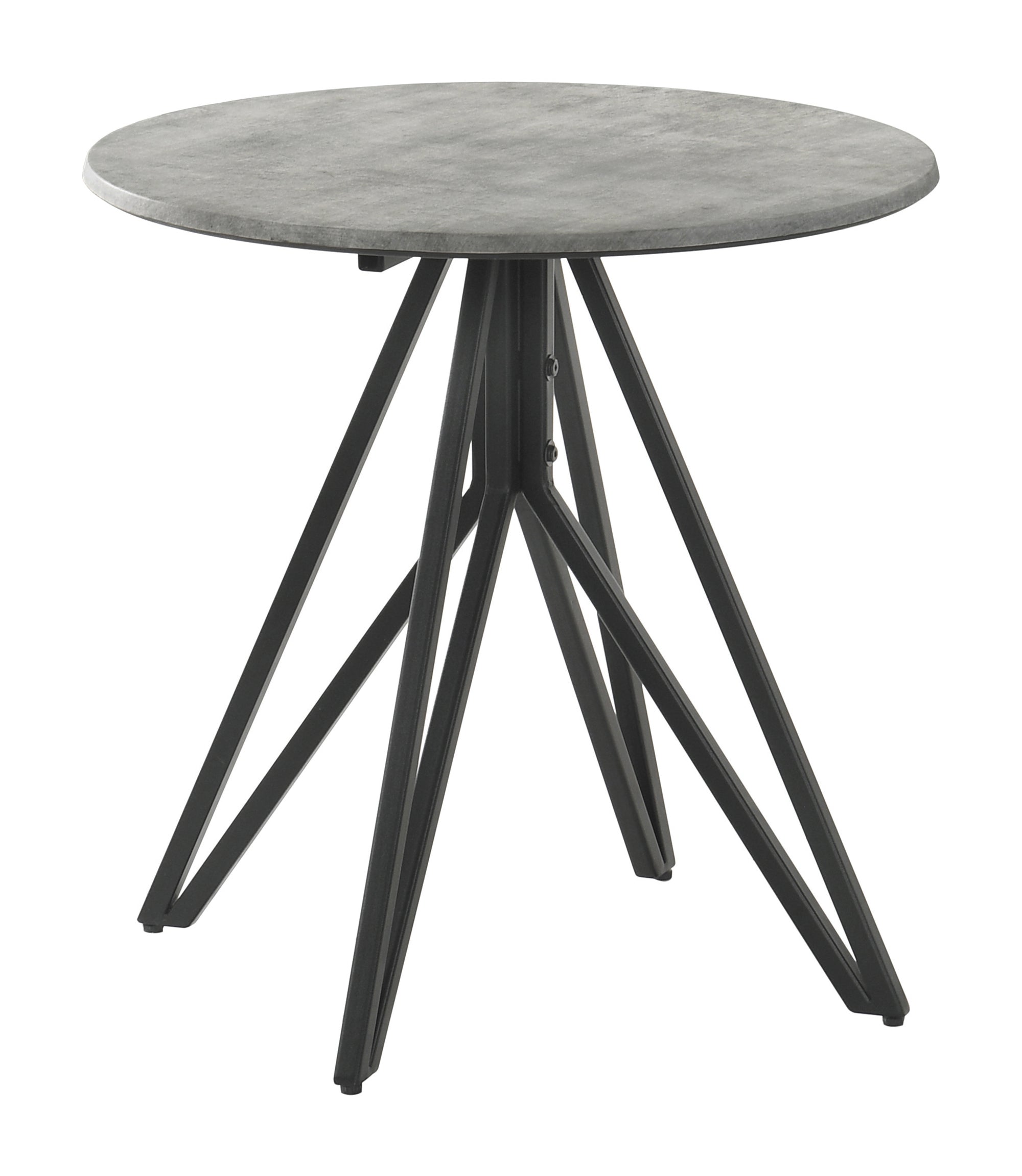 Hadi Round End Table with Hairpin Legs Cement and Gunmetal