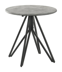 Hadi Round End Table with Hairpin Legs Cement and Gunmetal