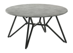 Hadi Round Coffee Table with Hairpin Legs Cement and Gunmetal