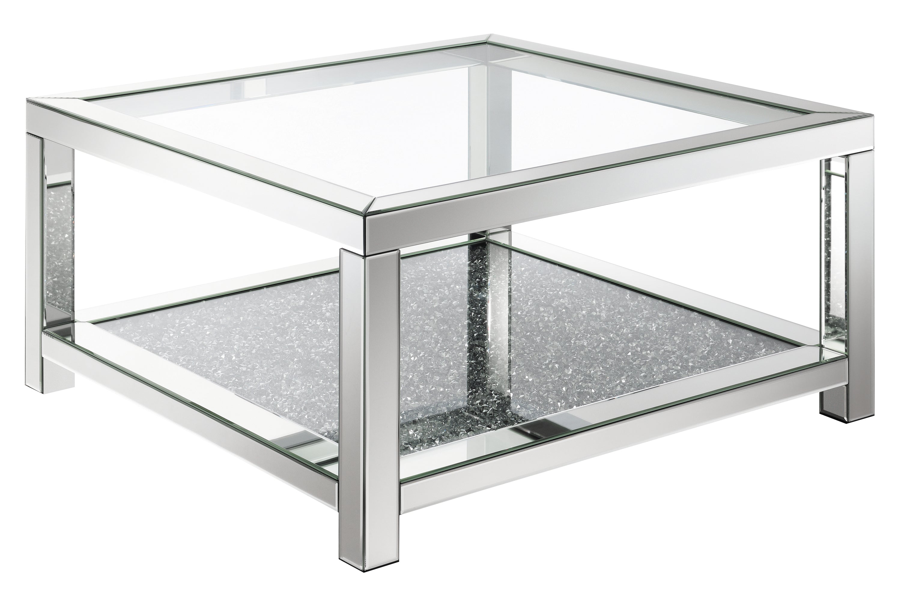 Mozzi Rectangular Coffee Table with Glass Top Mirror