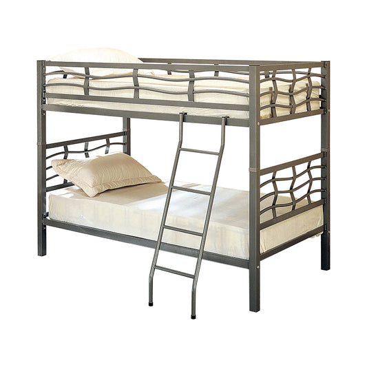 Fairfax Twin over Twin Bunk Bed with Ladder Light Gunmetal