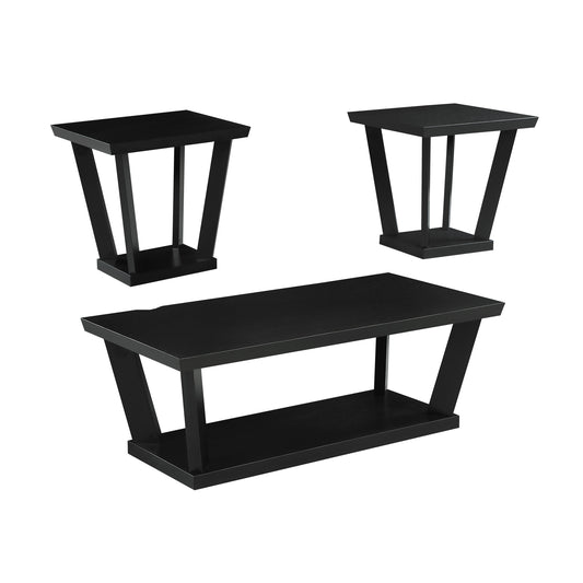 Aminta 3-piece Occasional Set with Open Shelves Black