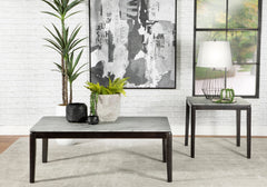 Mozzi Square End Table Faux Grey Marble and Black