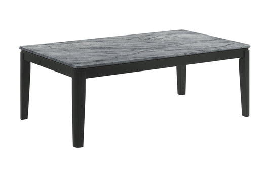 Mozzi Rectangular Coffee Table Faux Grey Marble and Black