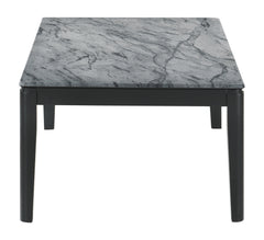 Mozzi Rectangular Coffee Table Faux Grey Marble and Black