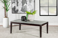 Mozzi Rectangular Coffee Table Faux Grey Marble and Black