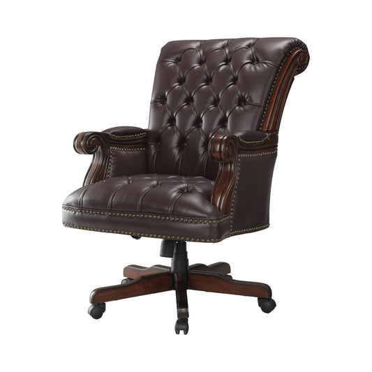 Calloway Tufted Adjustable Height Office Chair Dark Brown