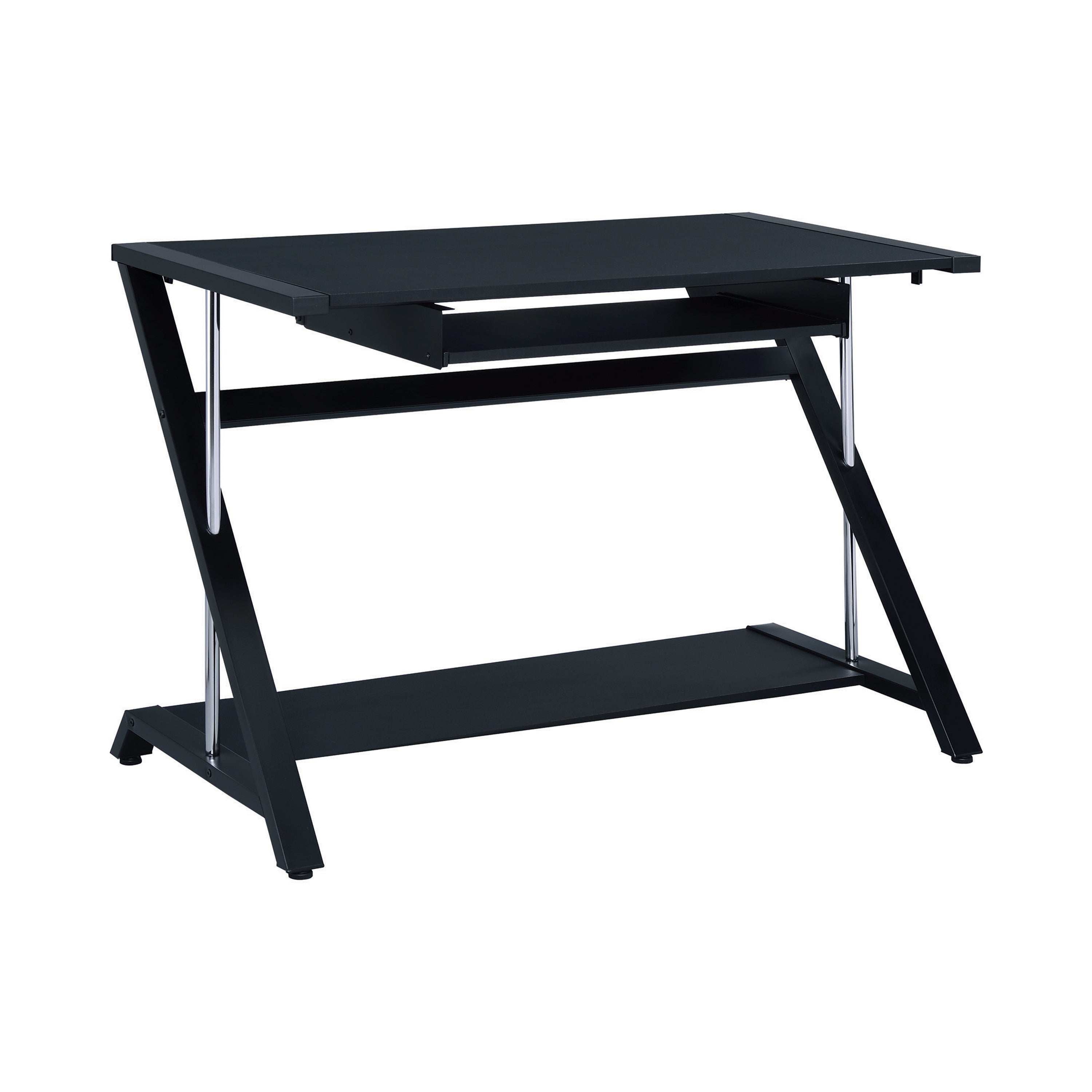 Mallet Computer Desk with Bottom Shelf Black