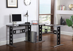 Keizer 3-piece L-shape Office Desk Set Black and Silver