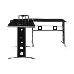 Keizer 3-piece L-shape Office Desk Set Black and Silver