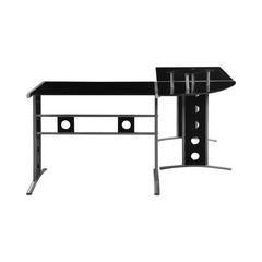 Keizer 3-piece L-shape Office Desk Set Black and Silver