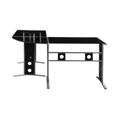 Keizer 3-piece L-shape Office Desk Set Black and Silver