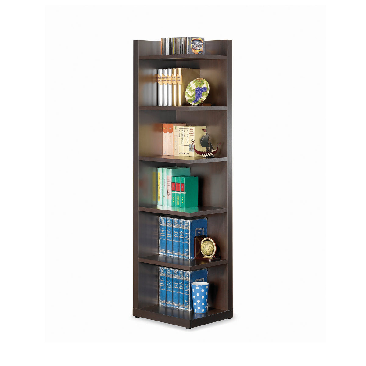 Pinckard 6-tier Corner Bookcase Cappuccino