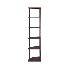 Bonwick 5-shelf Corner Bookshelf Cappuccino