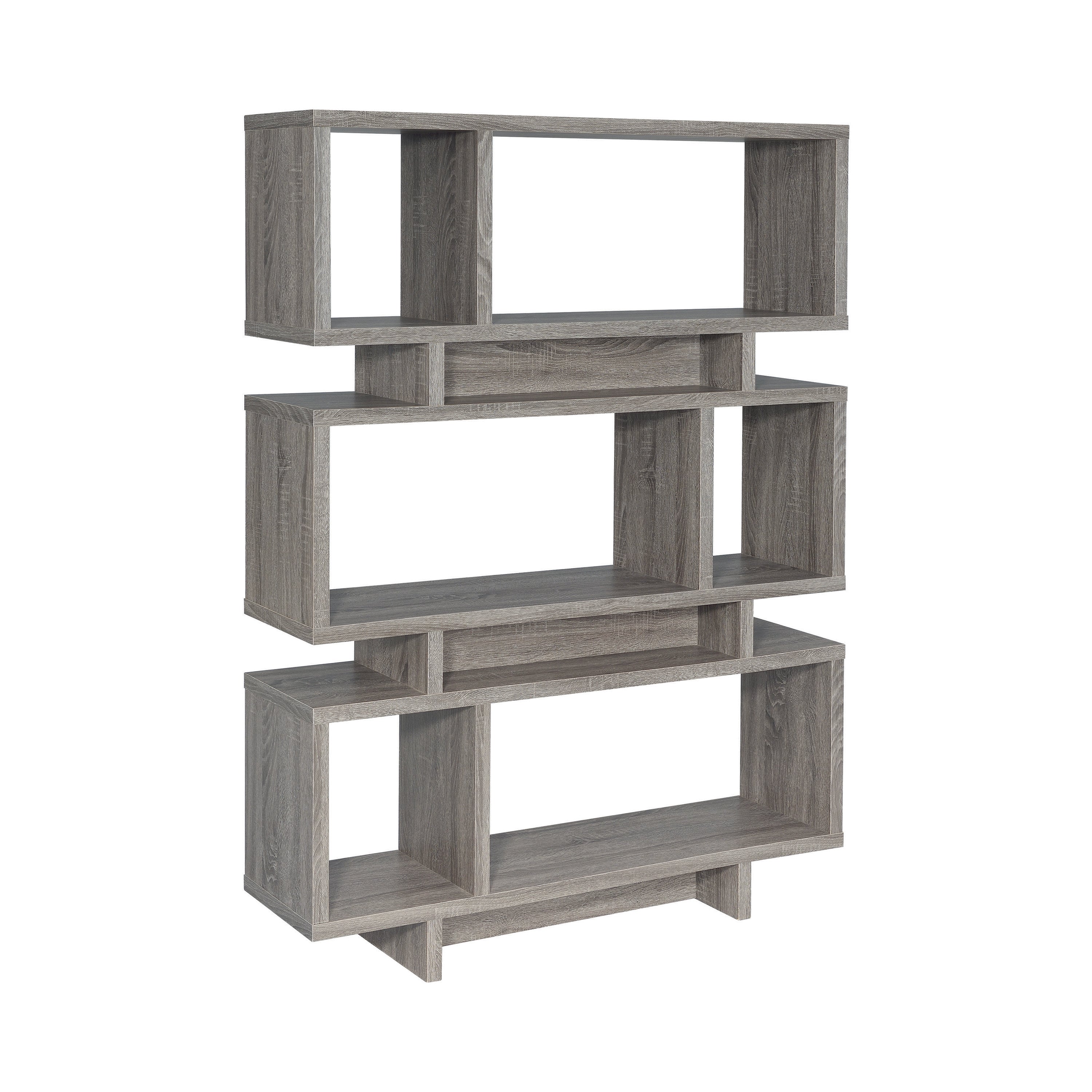 Reid 3-tier Geometric Bookcase Weathered Grey