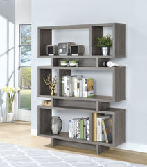 Reid 3-tier Geometric Bookcase Weathered Grey