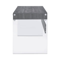 Dobrev 2-drawer Writing Desk Weathered Grey and Clear