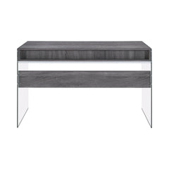 Dobrev 2-drawer Writing Desk Weathered Grey and Clear