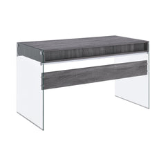 Dobrev 2-drawer Writing Desk Weathered Grey and Clear