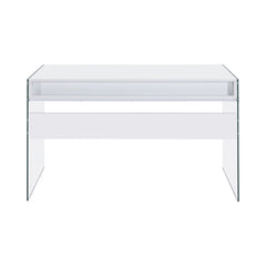 Dobrev 2-drawer Writing Desk Glossy White and Clear