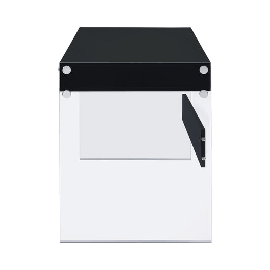 Dobrev 2-drawer Writing Desk Glossy Black and Clear