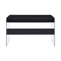 Dobrev 2-drawer Writing Desk Glossy Black and Clear