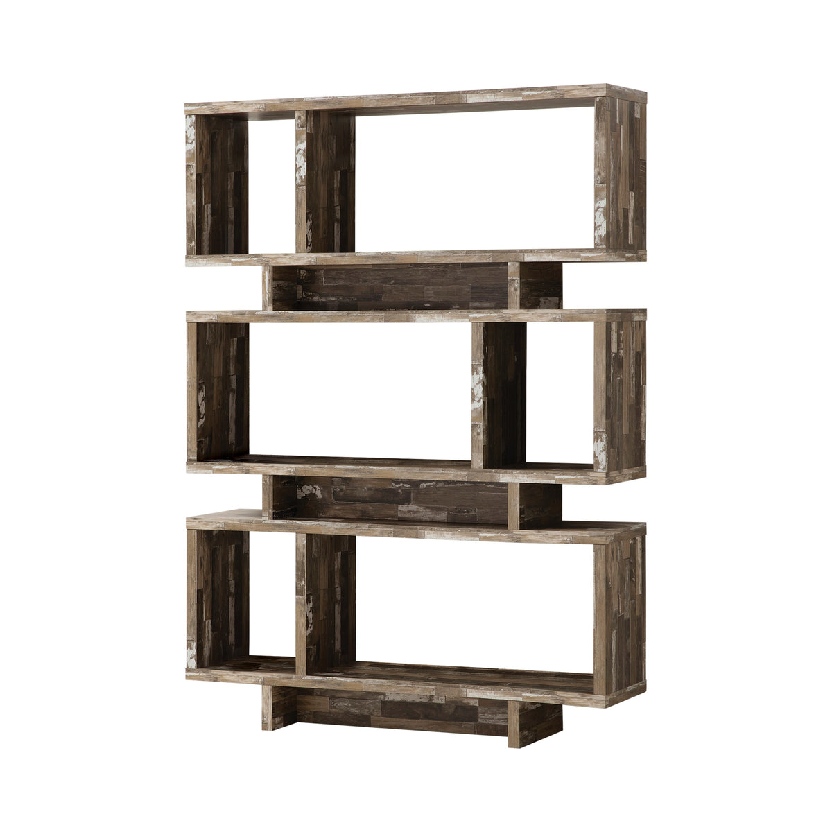 Roman 3-tier Geometric Bookcase Salvaged Cabin