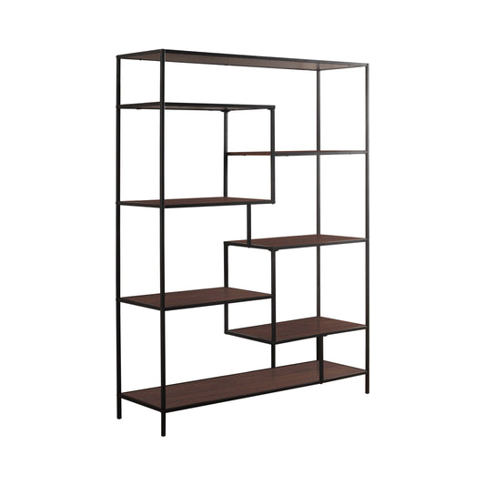 Asher 7-shelf Geometric Bookcase Walnut