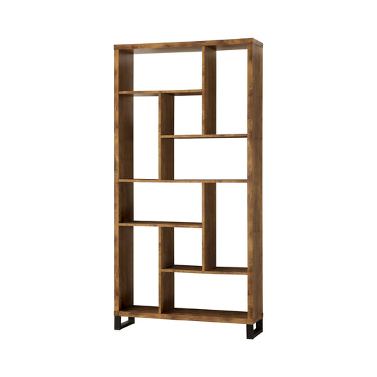 Delwin 10-shelf Bookcase Antique Nutmeg