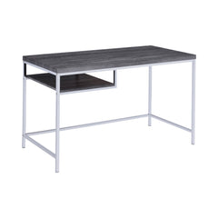 Kravitz Rectangular Writing Desk Weathered Grey and Chrome