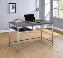 Kravitz Rectangular Writing Desk Weathered Grey and Chrome