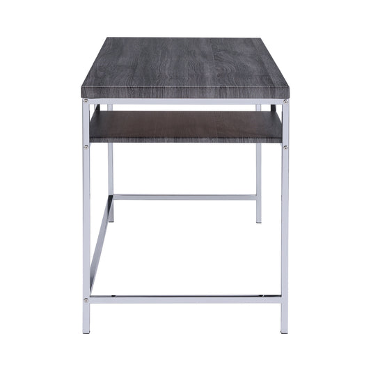 Kravitz Rectangular Writing Desk Weathered Grey and Chrome