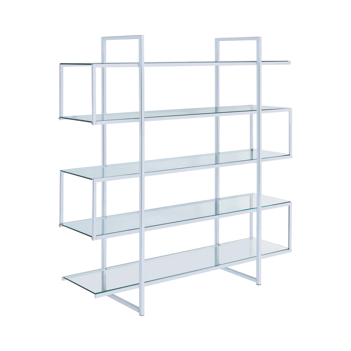 5-shelf Bookcase Chrome and Clear