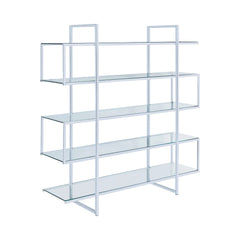 5-shelf Bookcase Chrome and Clear