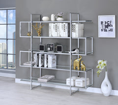 5-shelf Bookcase Chrome and Clear