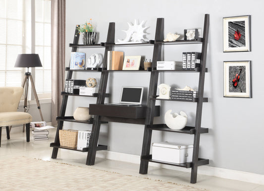 Colella 3-piece 1-drawer Ladder Desk Set Cappuccino