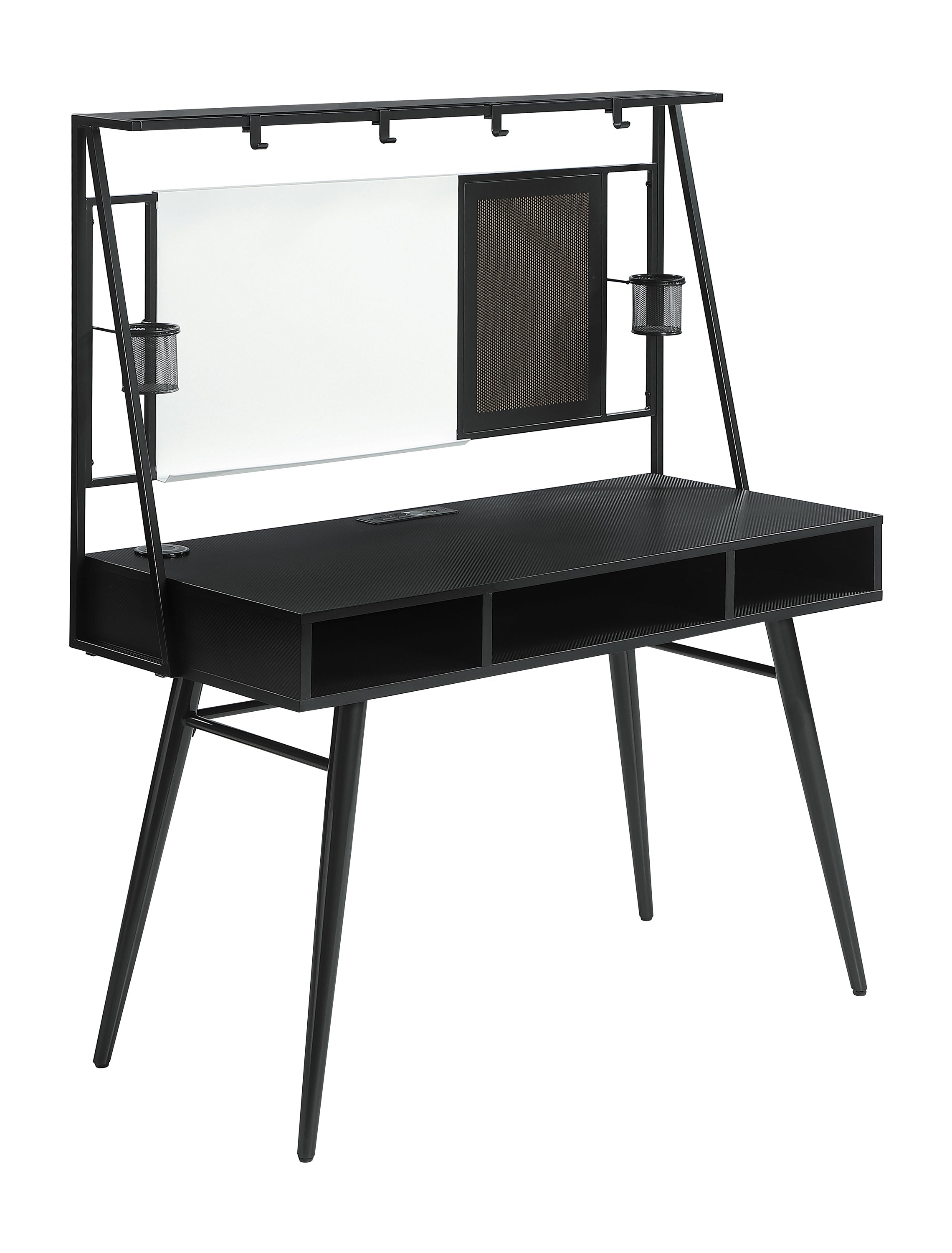 Jessie Writing Desk with USB Ports Black and Gunmetal