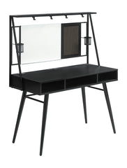 Jessie Writing Desk with USB Ports Black and Gunmetal