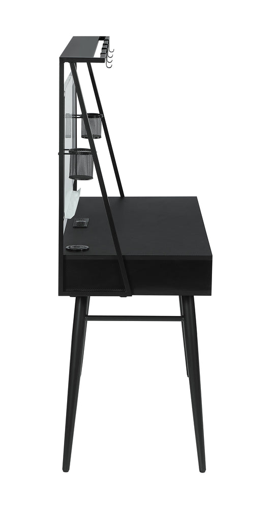 Jessie Writing Desk with USB Ports Black and Gunmetal