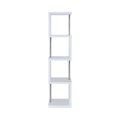 Baxter 4-shelf Bookcase White and Chrome