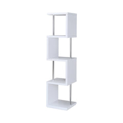 Baxter 4-shelf Bookcase White and Chrome