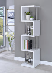 Baxter 4-shelf Bookcase White and Chrome