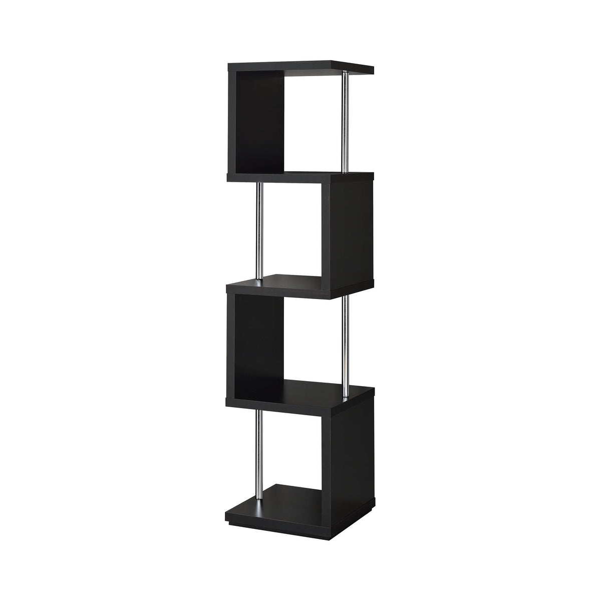 Baxter 4-shelf Bookcase Black and Chrome