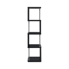 Baxter 4-shelf Bookcase Black and Chrome