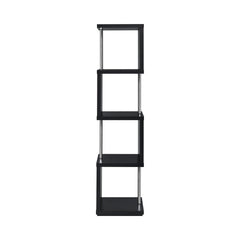 Baxter 4-shelf Bookcase Black and Chrome