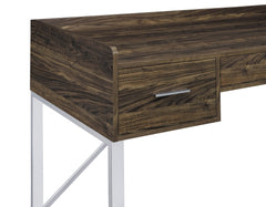 Angelica 3-drawer Writing Desk Walnut and Chrome