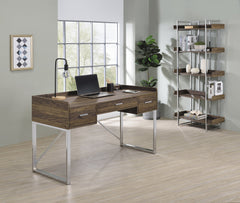 Angelica 3-drawer Writing Desk Walnut and Chrome