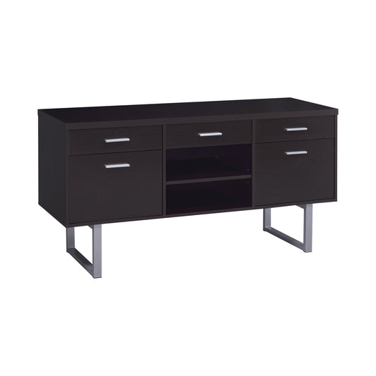 Lawtey 5-drawer Credenza with Adjustable Shelf Cappuccino