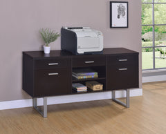 Lawtey 5-drawer Credenza with Adjustable Shelf Cappuccino